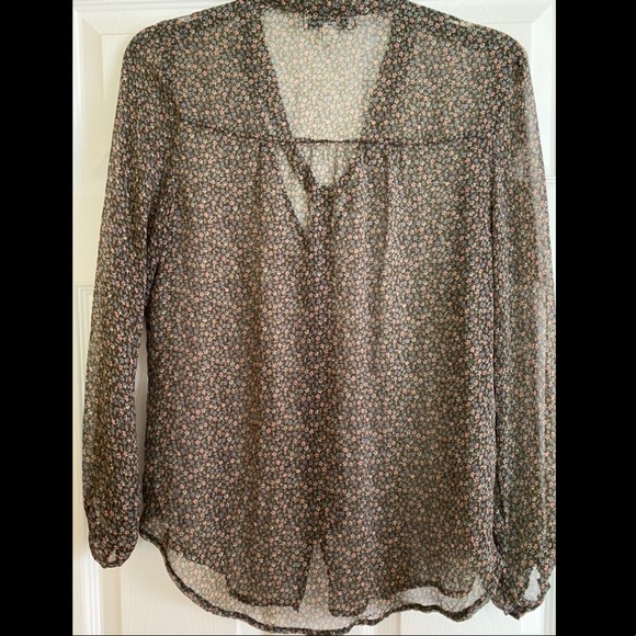 American Eagle Floral Sheer Scarf Neck Blouse - Picture 2 of 5